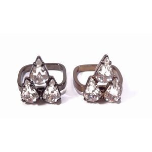 Joomi Lim Women's Gunmetal Teardrop Triangle Square double Ring Sz 6 NWOT 120